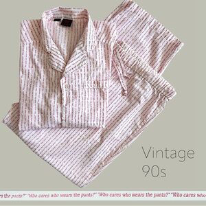 vintage 90s pajamas Who Cares Who Wears The Pants? size XL